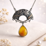 Kehribar Taşı Gümüş Kolye (Özel Seri)
