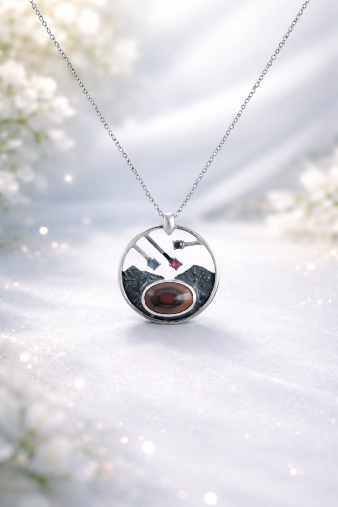 Akik (Agate) Taşı Gümüş Kolye (Özel Seri)