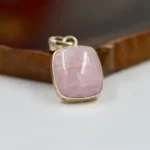 Pembe Kuvars Gümüş Kolye Ucu Kare