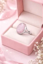 Pembe Kuvars Gümüş Yüzük - Görsel 3