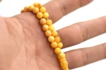 Orijinal Damla Kehribar Kapsül Kesim Tesbih Alpaga Gümüş Püskül