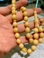 Beyaz Arpa Kesim Sıkma Kehribar Tesbih - Görsel 2