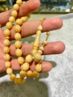 Beyaz Arpa Kesim Sıkma Kehribar Tesbih - Görsel 4