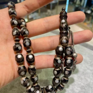Gümüş Yusuri (Siyah Mercan) Tesbih