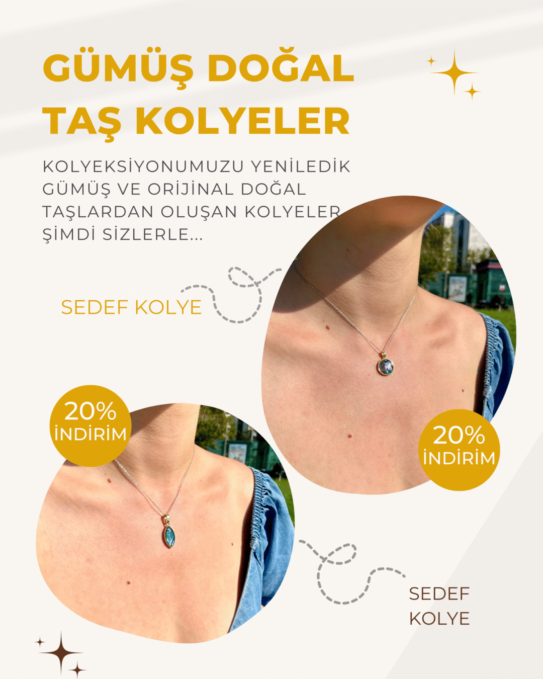 gümüş doğal taş kolye