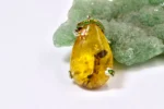 Damla Kehribar Mine İşlemeli Gümüş Kolye