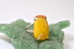Damla Kehribar Mine İşlemeli Gümüş Yüzük - Görsel 2