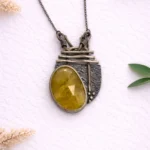 Sarı Safir Taşı Gümüş Kolye (Özel Seri)