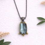 Mavi Topaz Taşlı Gümüş Kolye (Özel Seri)
