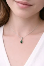 Malahit Gümüş Kolye - Görsel 2