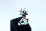 Safir, Yakut, Topaz, Zebercet, Lal, Zümrüt & Dumanlı Kuvars Özel Tasarım Gümüş Yüzük - Görsel 4