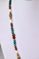 Özel Tasarım Doğal Taş Kolye – Ahşap, Jasper, Rudraksha, Malahit, İnci ve Akik - Görsel 4