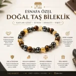 Esnaflara Özel Doğal Taş Bileklik – Sitrin, Hematit, Pirit ve Kaplan Gözü