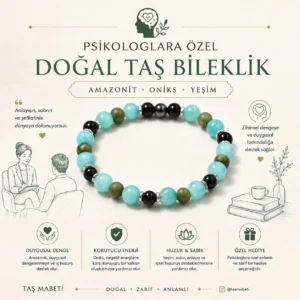 Psikologlara Özel Doğal Taş Bileklik – Amazonit, Yeşim ve Oniks